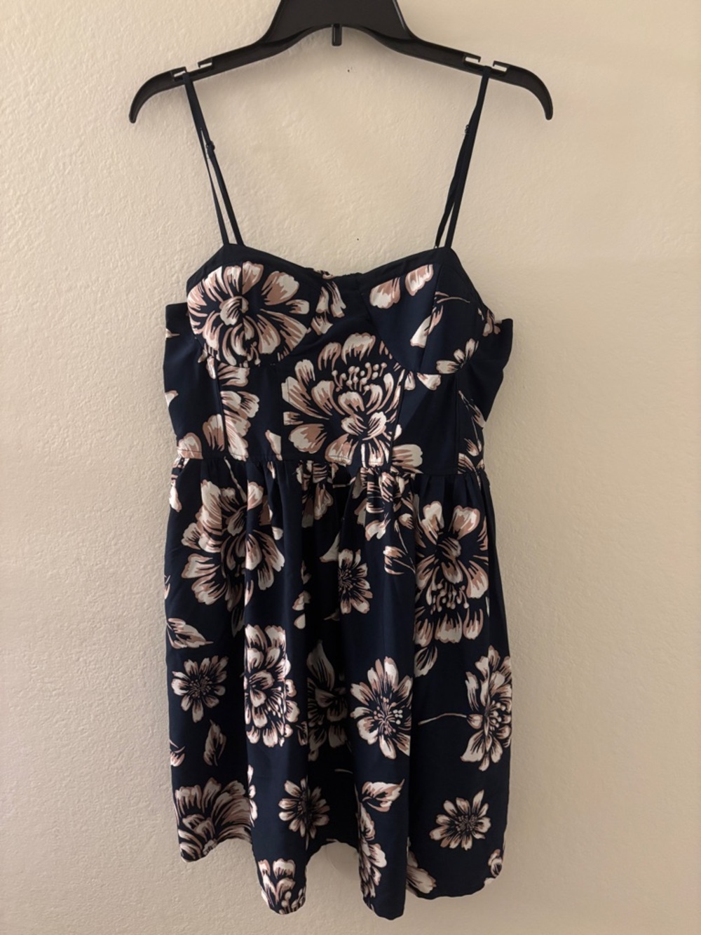 Band of Gypsies Navy Floral Mini Dress with Cream Flowers